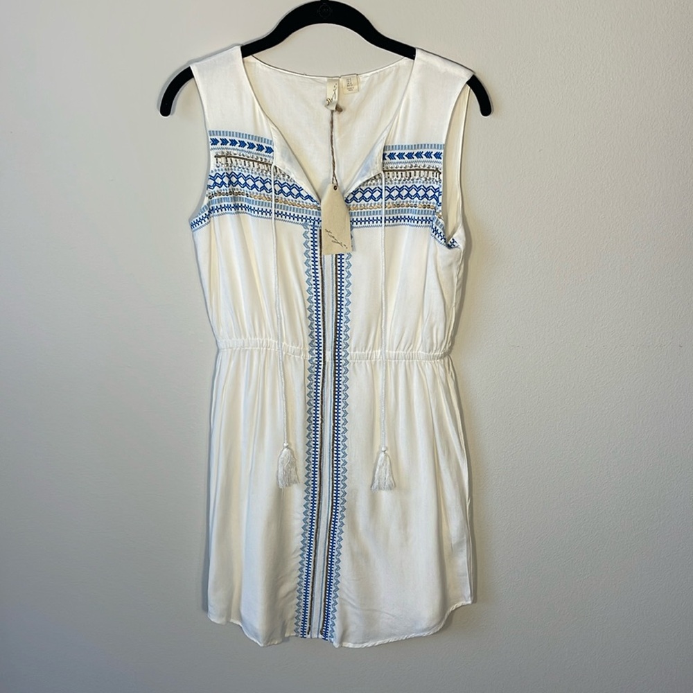 Anthropologie Kenji White Beaded Dress